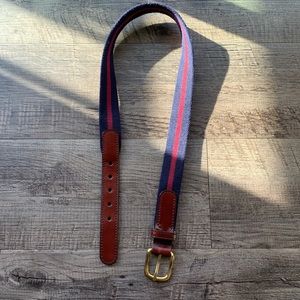 Canterbury vintage brass buckle striped belt leather 28"